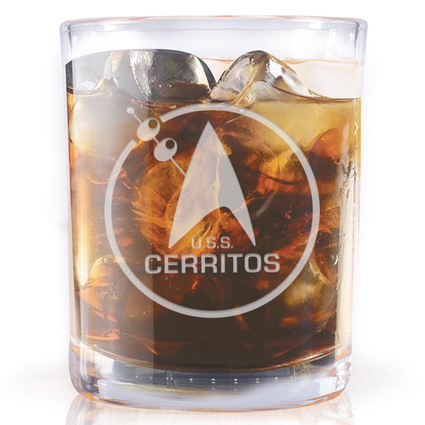 Star Trek: Lower Decks Cerritos Bar Logo Laser Engraved Rocks Glass