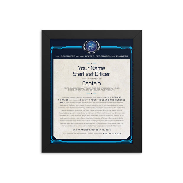 Star Trek: Deep Space Nine Personalized DS9 Captains Letter Framed Print