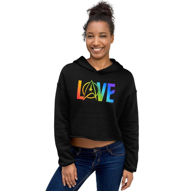 Star Trek: The Original Series Pride Lov Women's Fleece Crop Hooded Sweatshirt