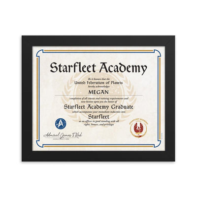 Star Trek: Gerahmter Druck des Zertifikats der Sternenflottenakademie